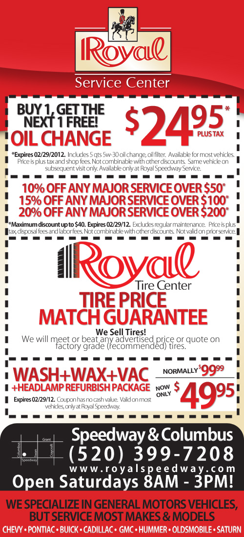 Service Specials at Royal Speedway Service of Tucson