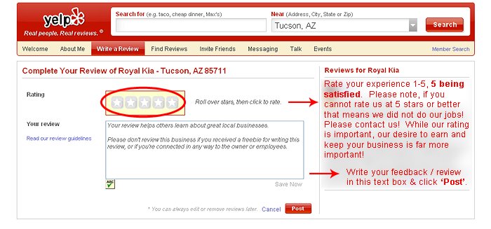 dealerrater review for royal automotive group, step 2